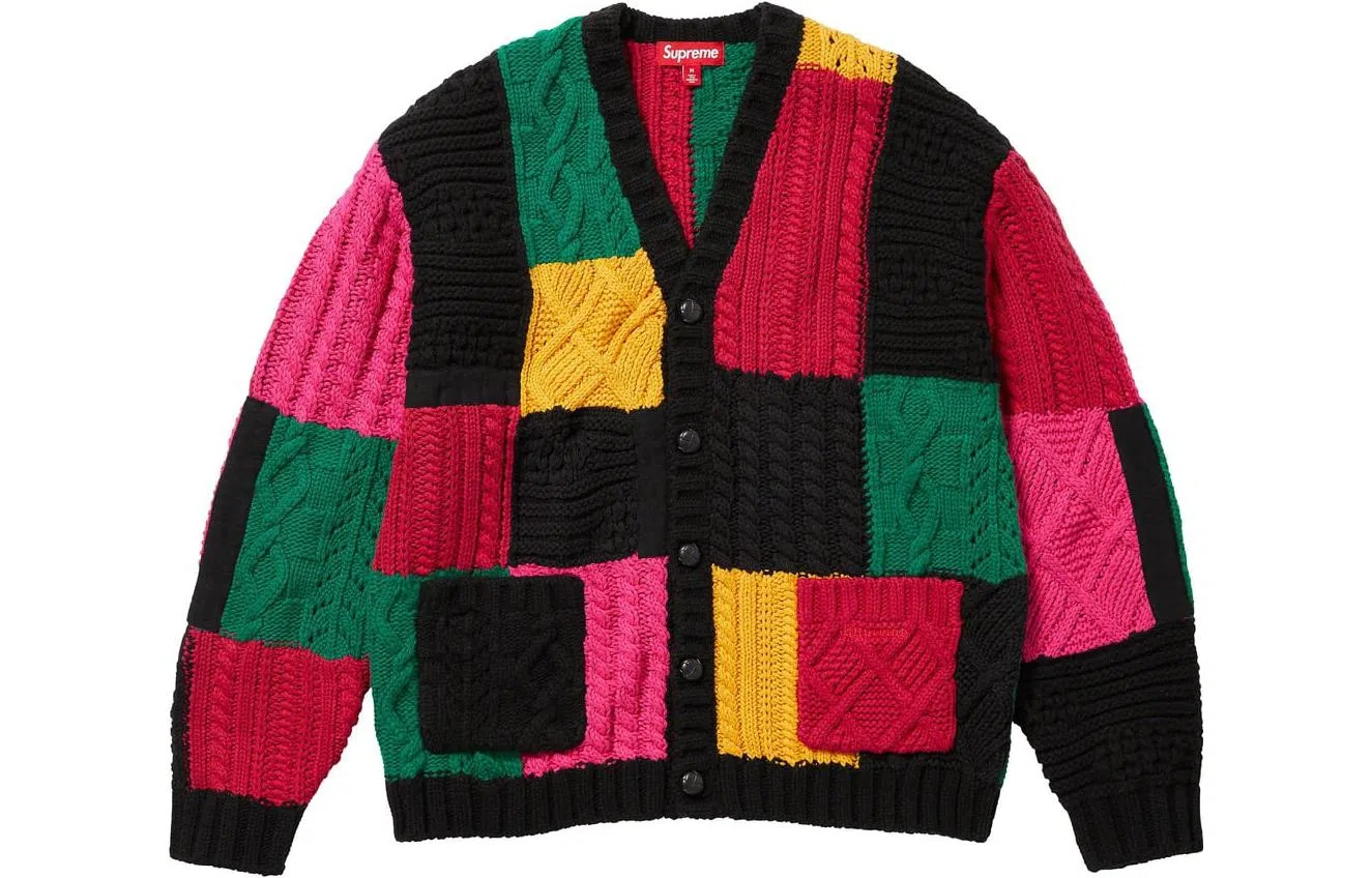 Supreme FW23 WEEK3 PATCHWORK CABLE KNIT CARDIGAN