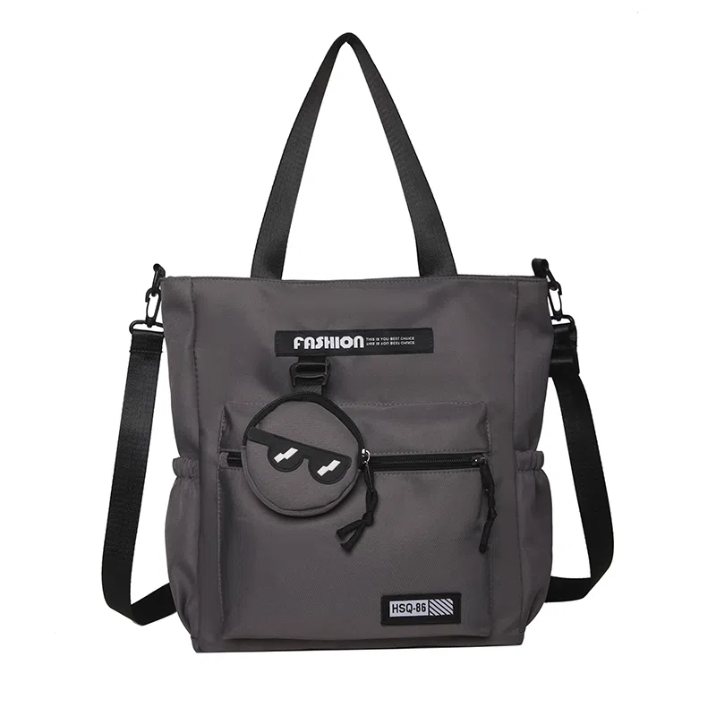 普乐威 高颜值书袋学生时尚百搭 尼龙 单肩斜挎包 男女同款情侣款 白色/黑色/灰色/卡其色