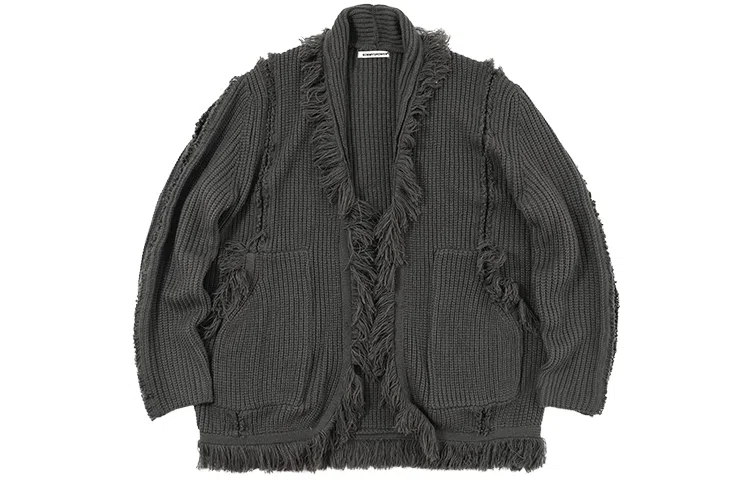 BENMYSHOWER V-Neck Fringe Knit Sweater