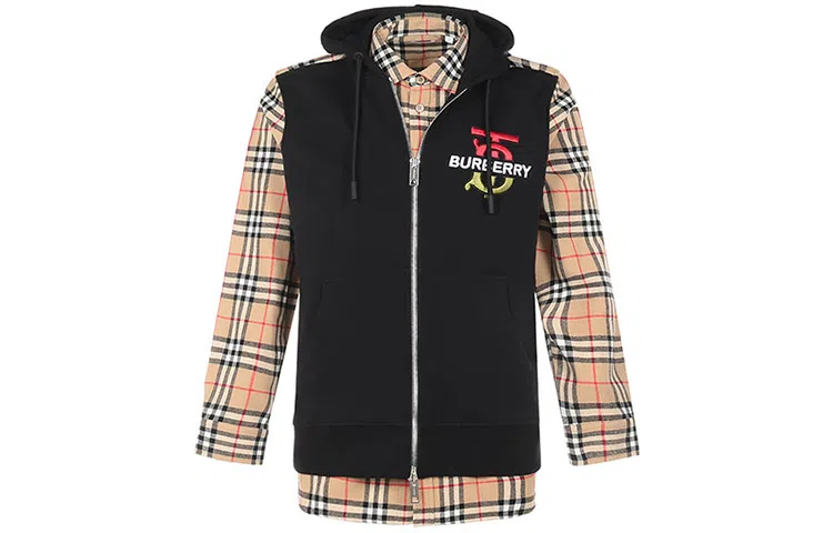 Burberry SS21 Classic Check Logo Hoodie Jacket Black
