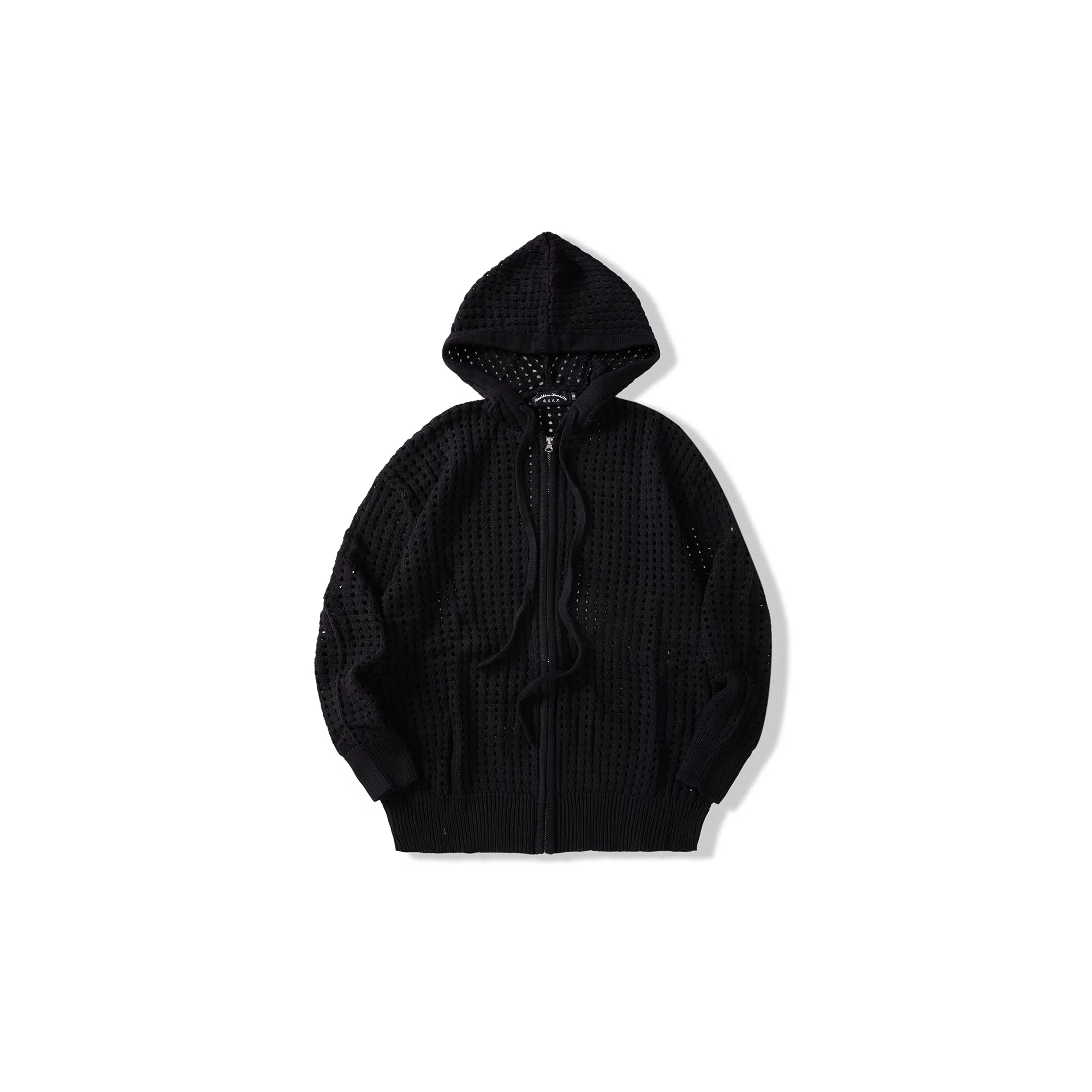 我是大卫 镂空透气休闲开衫设计感针织衫 男女同款 黑色