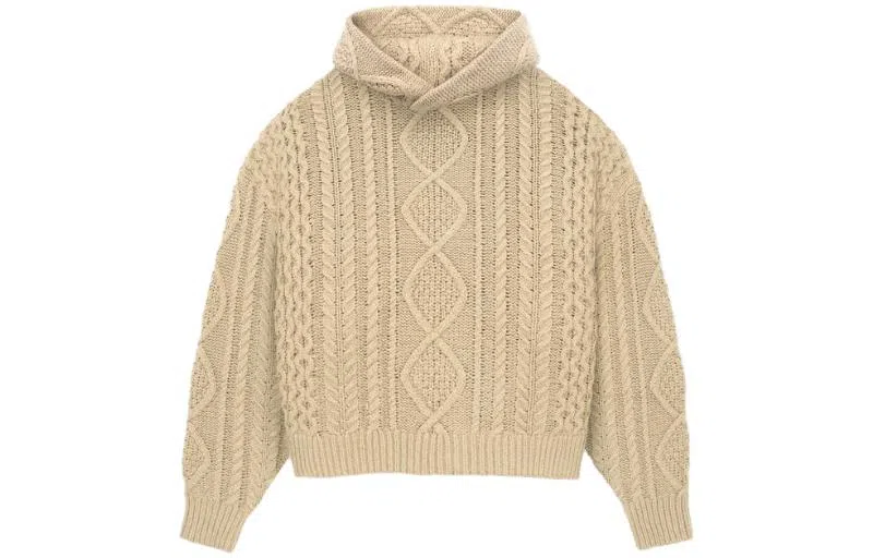 Fear of God Essentials Cable Knit Hoodie Gold Heather