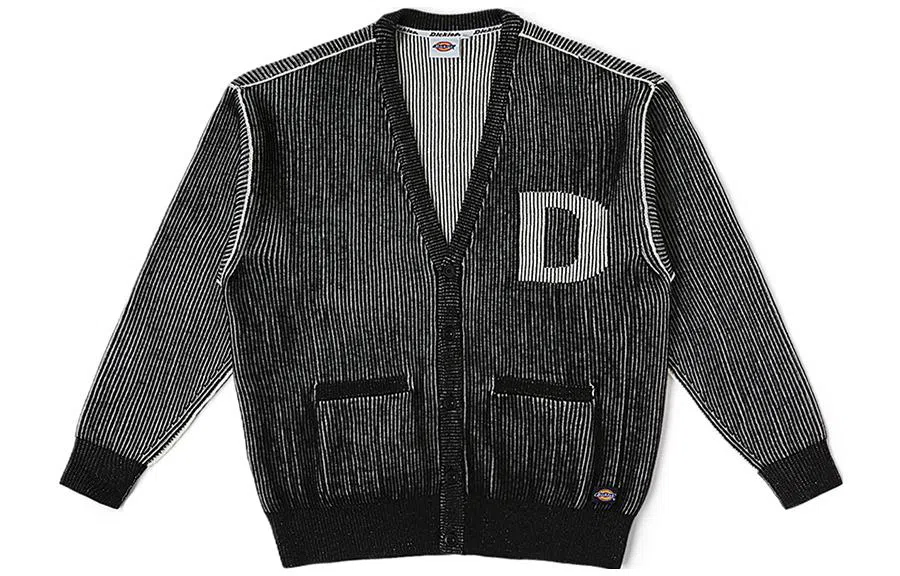 Dickies V-Neck Striped Cardigan Asphalt Black