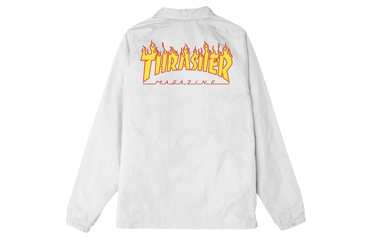 Thrasher Logo Coach Jacket White
