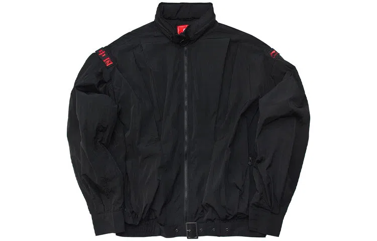 中国李宁 巴黎时装周走秀系列 宽松休闲可收纳帽夹克外套 情侣款 标准黑