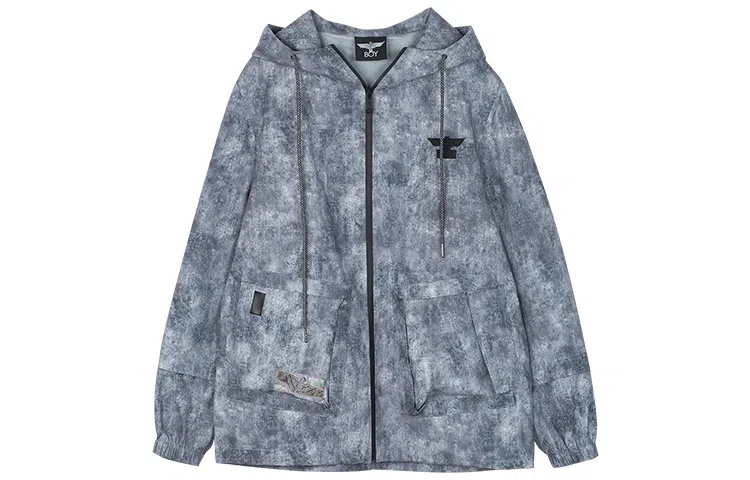Boy London SS21 Woven Drawstring Hoodie Silver Gray