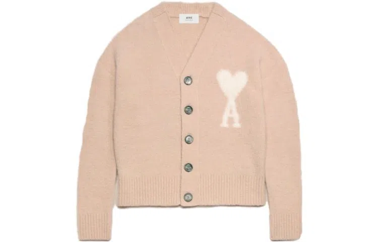 AMIPARIS Cloudy Wool Ami De Cœur Cardigan Pink