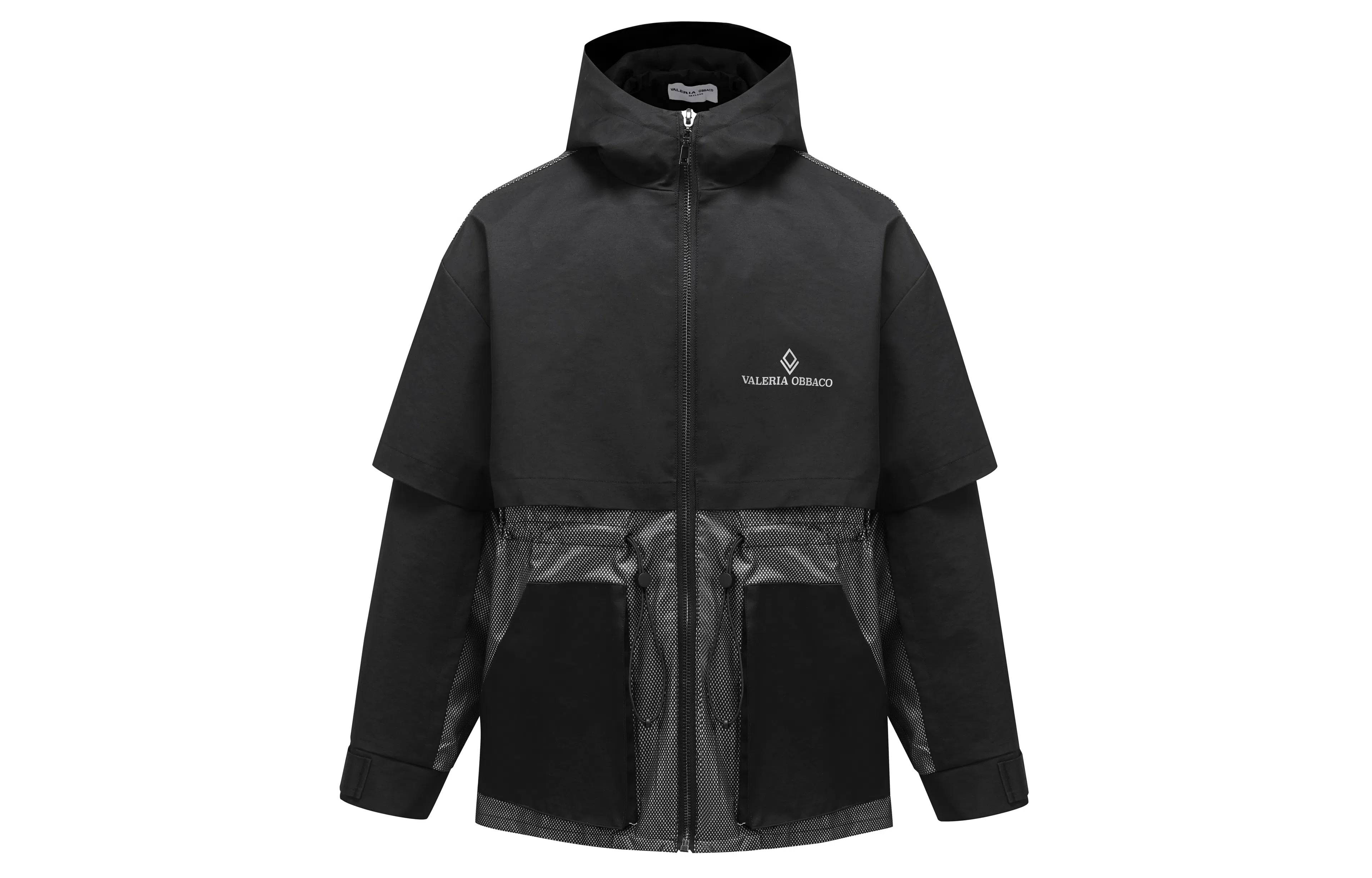 Valeria Obbaco SS21 Logo Reflective Mesh Hoodie Jacket