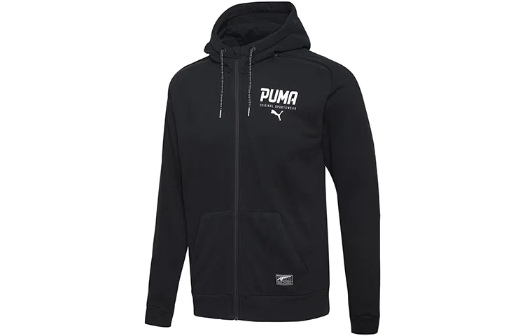 Puma Style Logo Hoodie Jacket Black