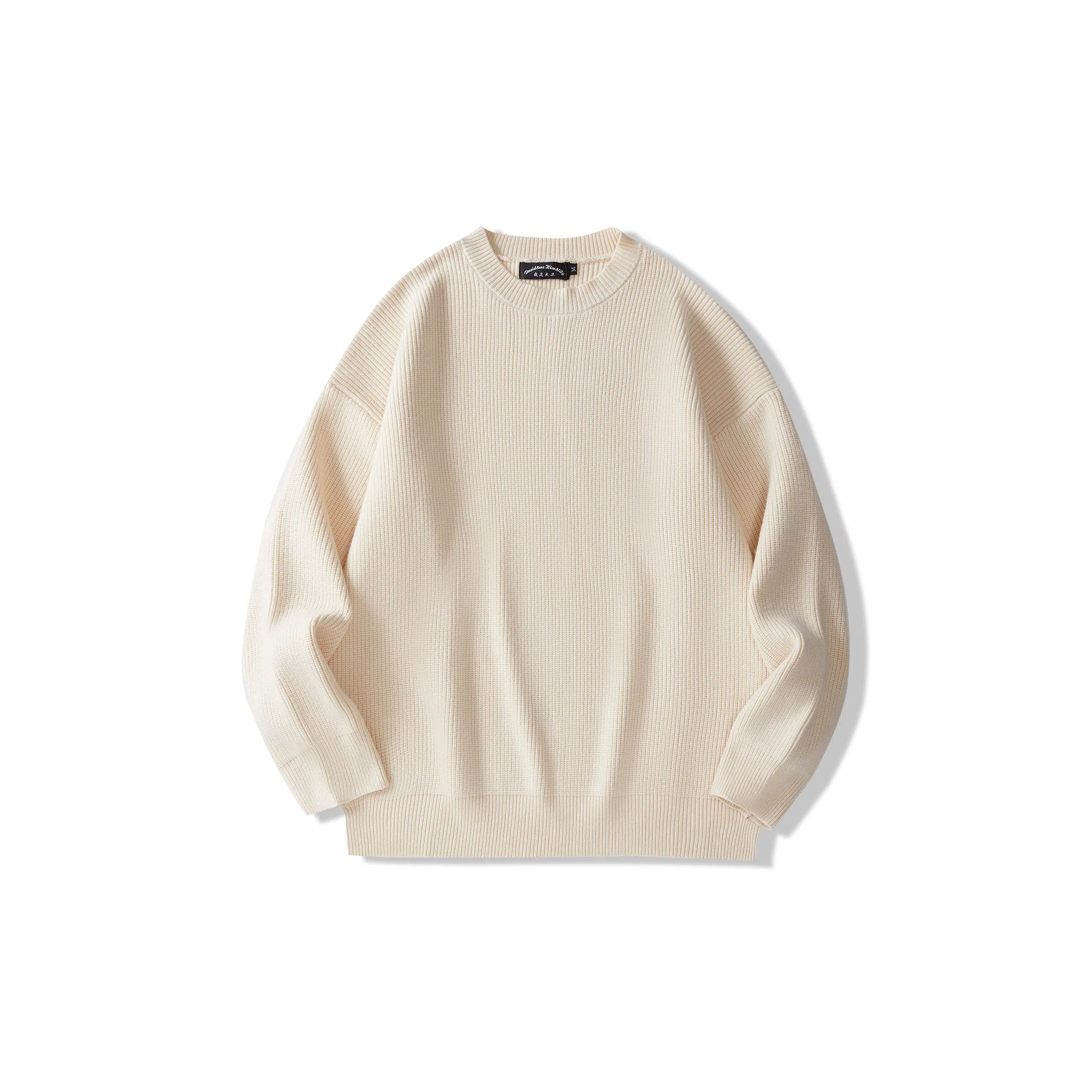 我是大卫 文艺风简约基础款休闲打底纹理感宽松针织衫 男女同款