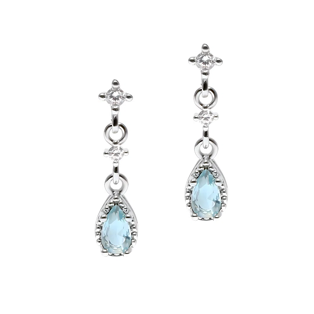 尚先生 冷淡风轻奢小众高级感 浅蓝水滴甜酷辣妹风闪耀波光粼粼 合金 耳钉 男女同款情侣款