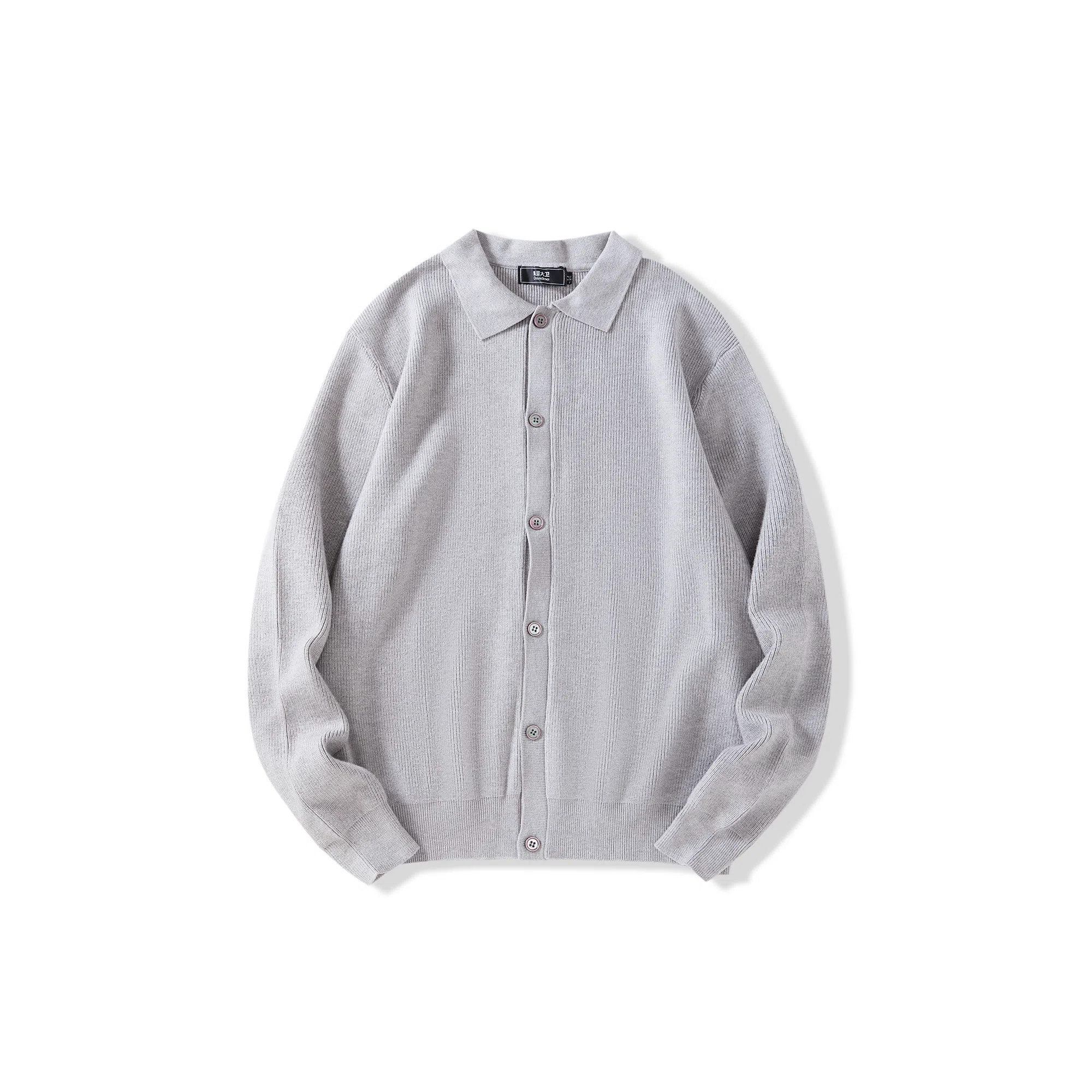 我是大卫 韩版单排扣慵懒风个性开衫纯色针织衫 男女同款