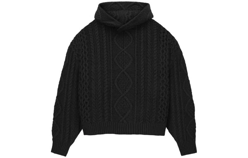 Fear of God Essentials FW23 Cable Knit Hoodie Jet Black