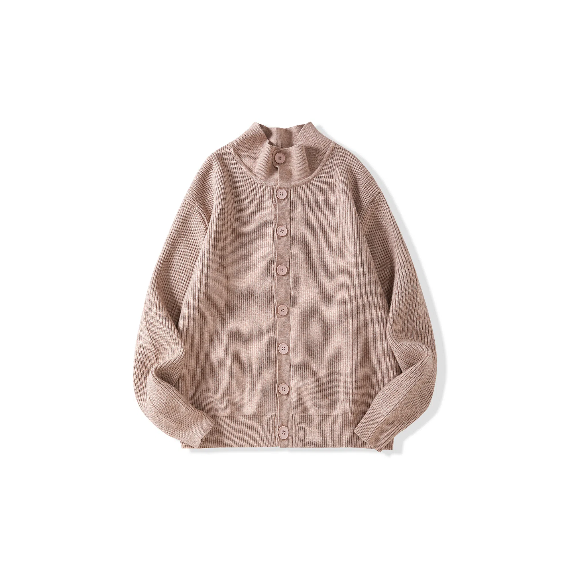 我是大卫 单排扣翻领简约基础韩版纯色百搭针织衫 男女同款