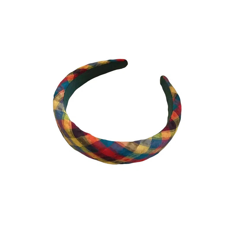 水中玉 彩色格子头箍日常外戴发捆发卡高级感洋气时尚头饰 布艺 发箍 女款