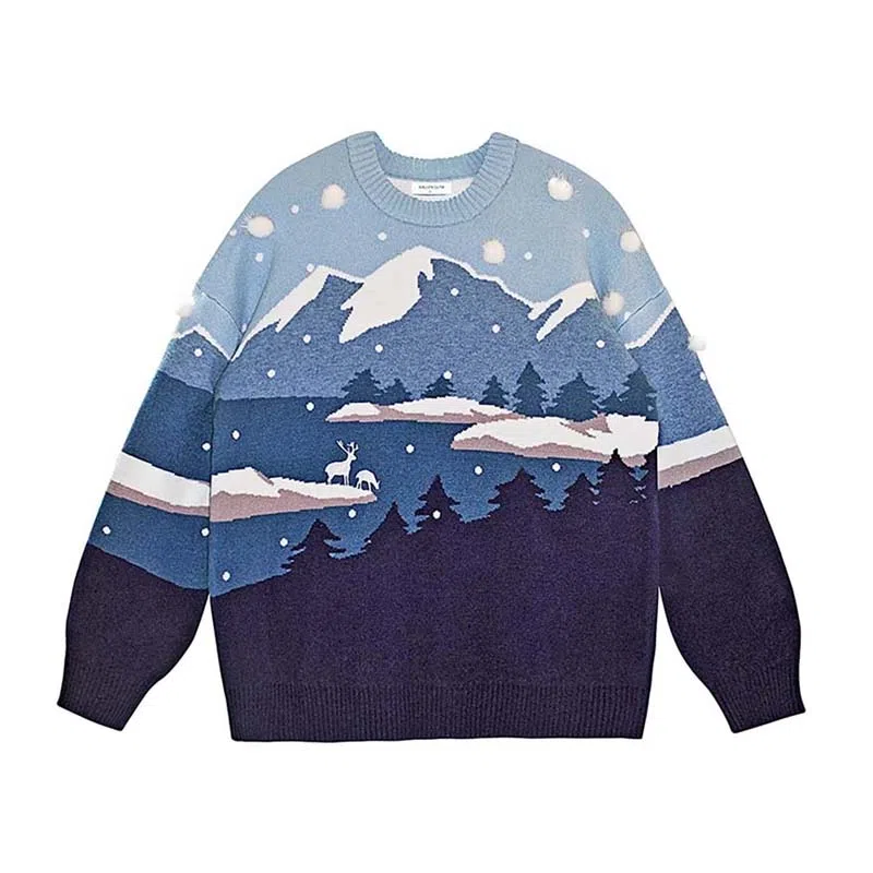 VALLEYOUTH Snow Mountain Jacquard Sweater