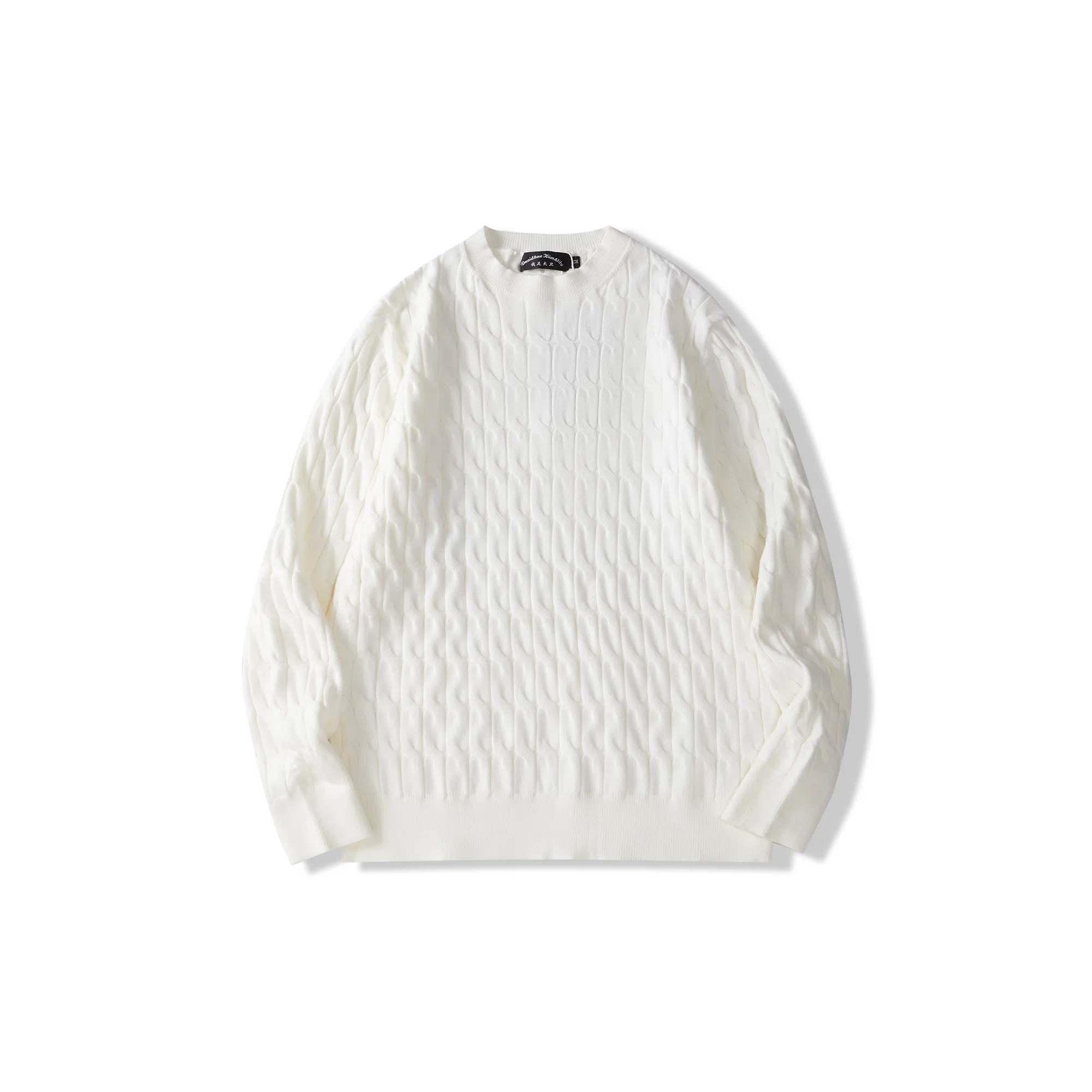 我是大卫 日系文艺风菱格小方格慵懒风落肩宽松针织衫 男女同款