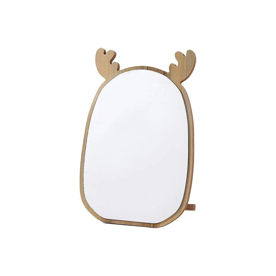 米甜兔 木质鹿耳可折叠化妆镜 便携