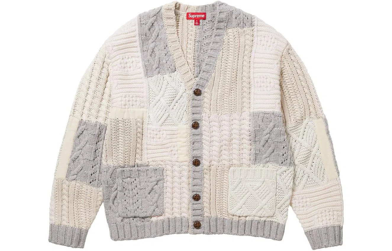 Supreme FW23 WEEK3 PATCHWORK CABLE KNIT CARDIGAN