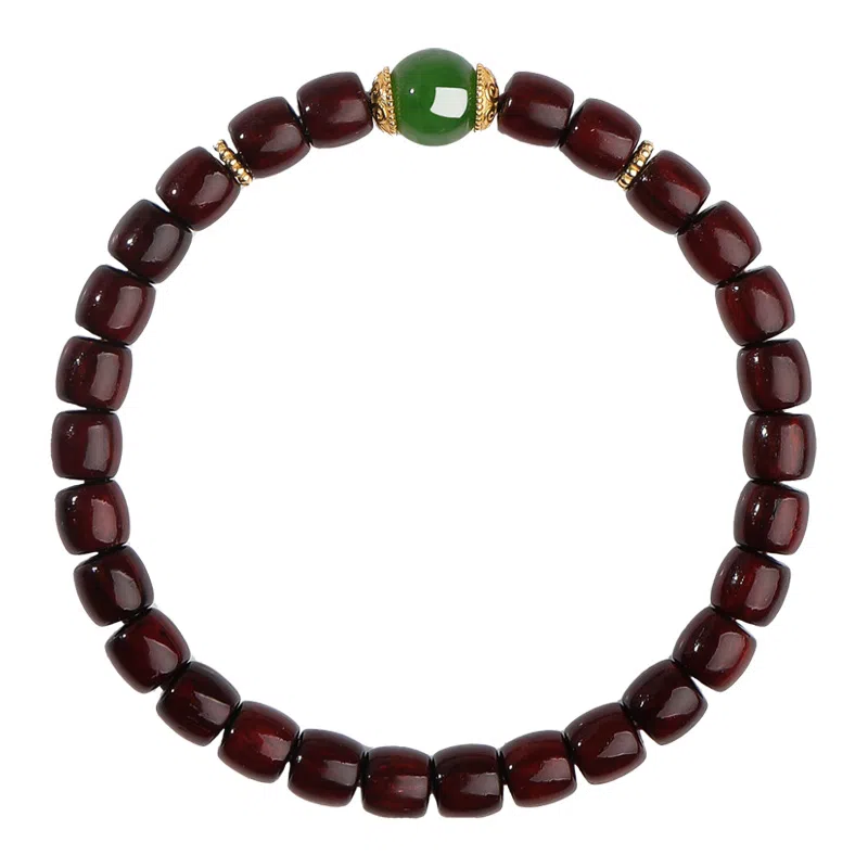 木盛缘 【高贵典雅平安守护】桶珠设计新中式国潮财源滚滚招财纳福平安守护盘玩解压高油高密单圈文玩小叶 紫檀属 手串 女款