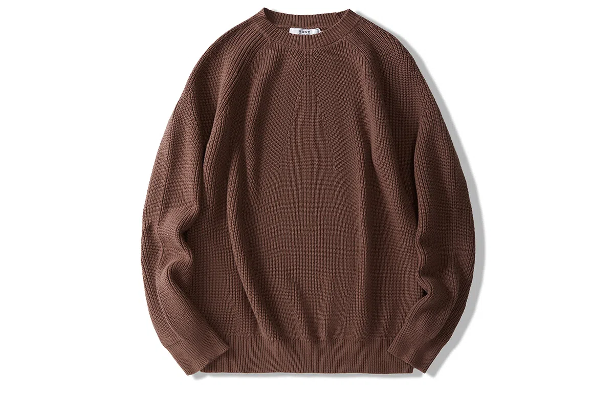 我是大卫 纹理复古打底慵懒感长袖针织衫 男女同款