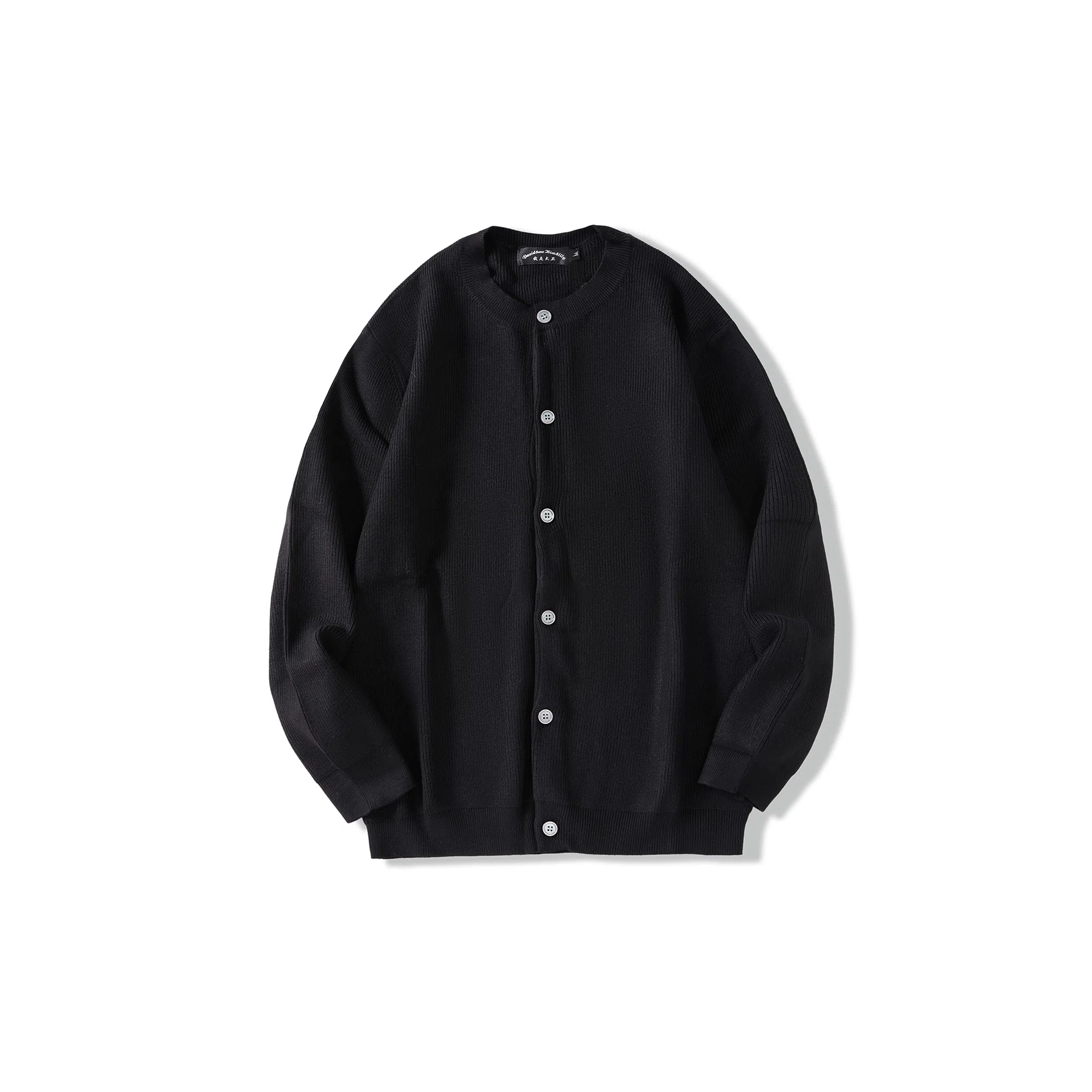 我是大卫 纯色单排扣圆领简约百搭慵懒风韩系针织衫 男女同款