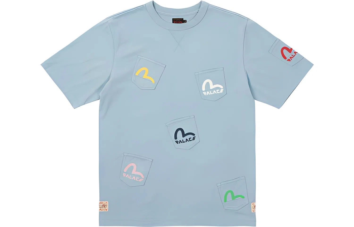 PALACE x EVISU Multi Pocket T-Shirt Dusty Blue LogoT