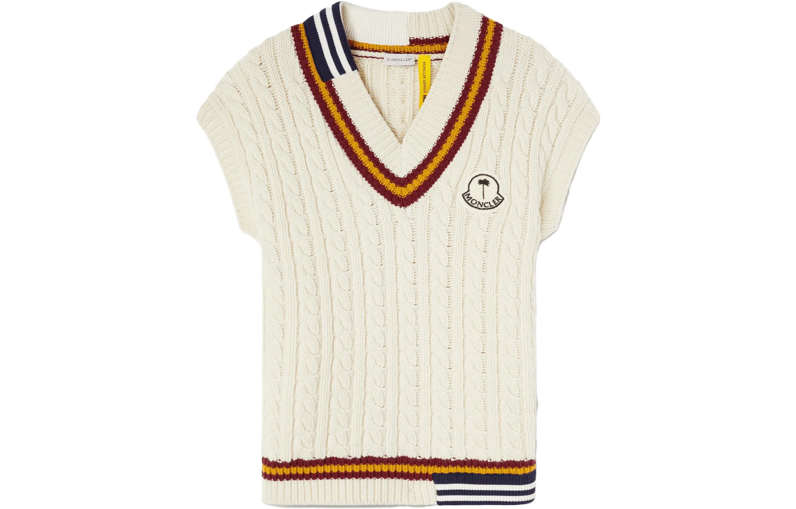 Moncler x Palm Angels FW23 V-Neck Wool Knit Vest White