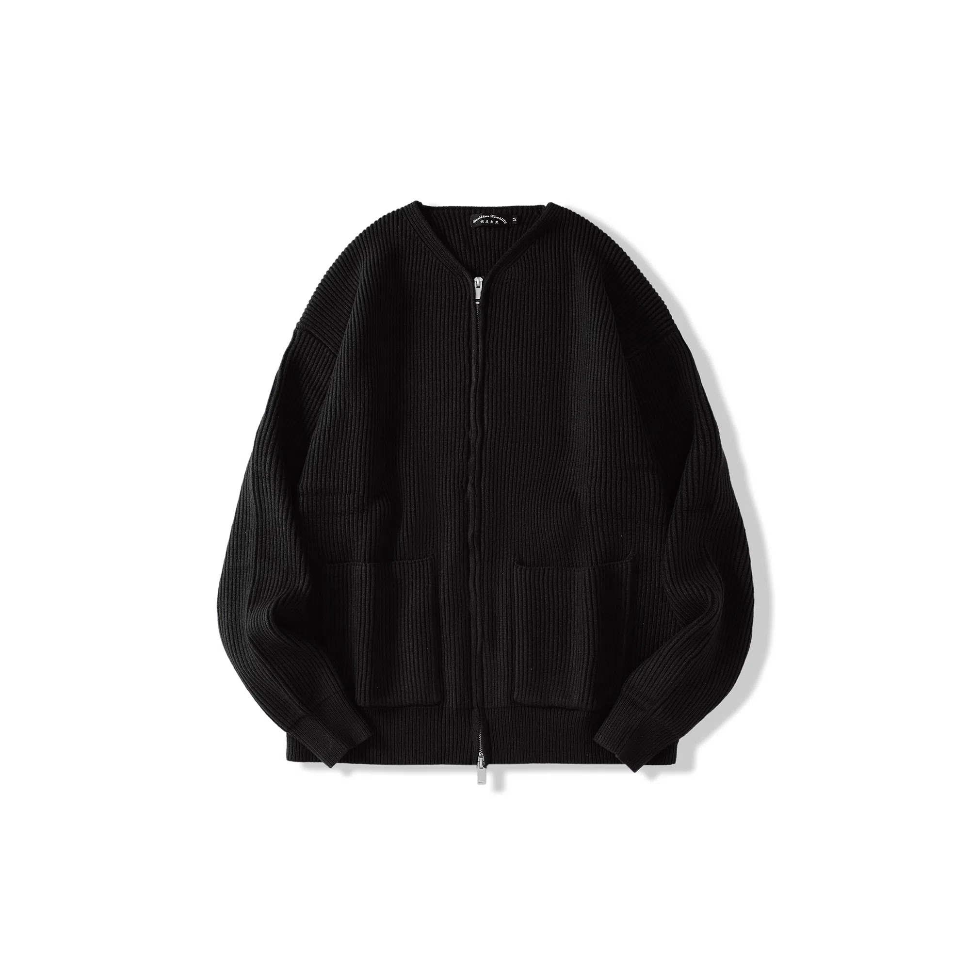 我是大卫 纯色休闲圆领拉链开衫针织衫 男女同款