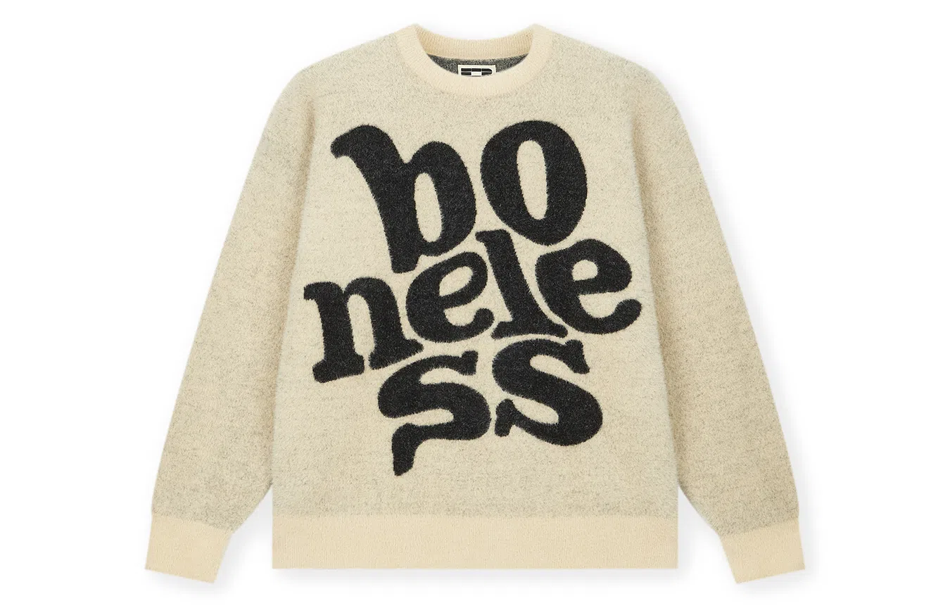 BONELESS Large Logo Jacquard Knit Sweater