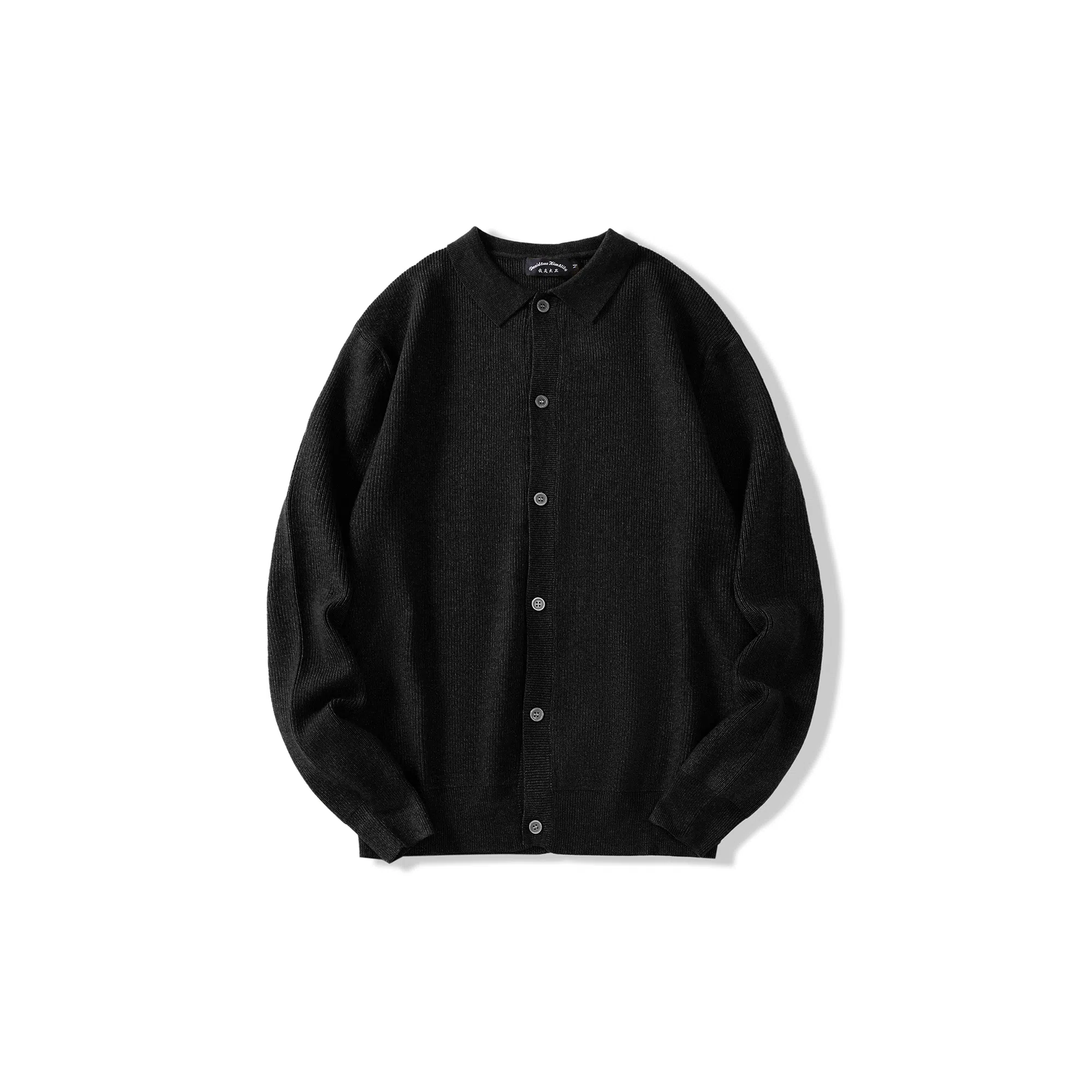 我是大卫 韩版单排扣慵懒风个性开衫纯色针织衫 男女同款