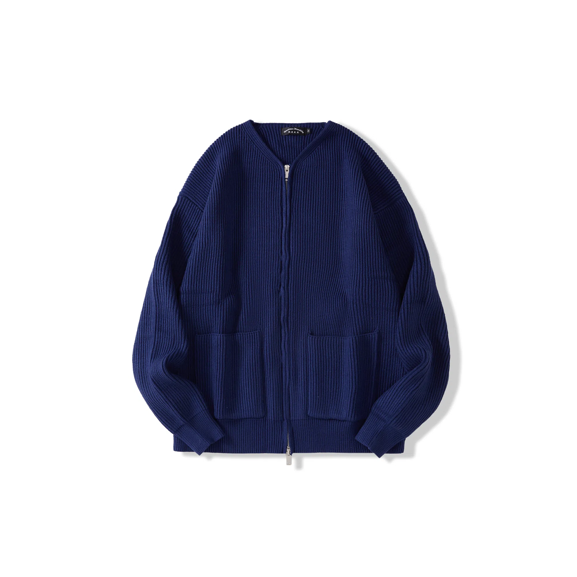 我是大卫 纯色休闲圆领拉链开衫针织衫 男女同款