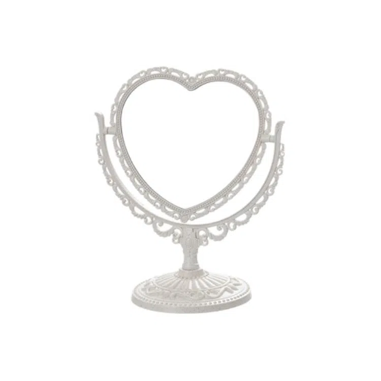 米甜兔 北欧心形米色化妆镜 便携