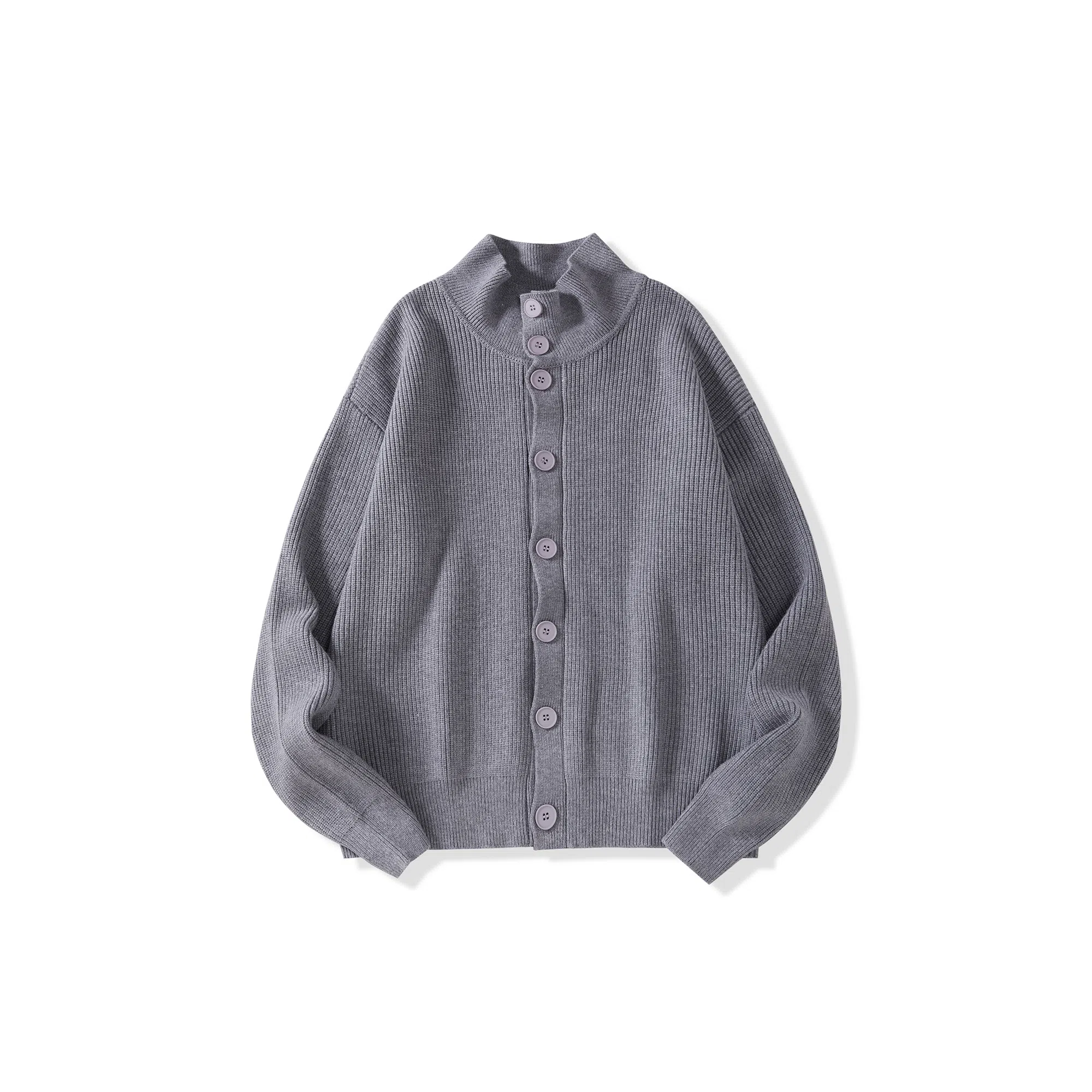 我是大卫 单排扣翻领简约基础韩版纯色百搭针织衫 男女同款