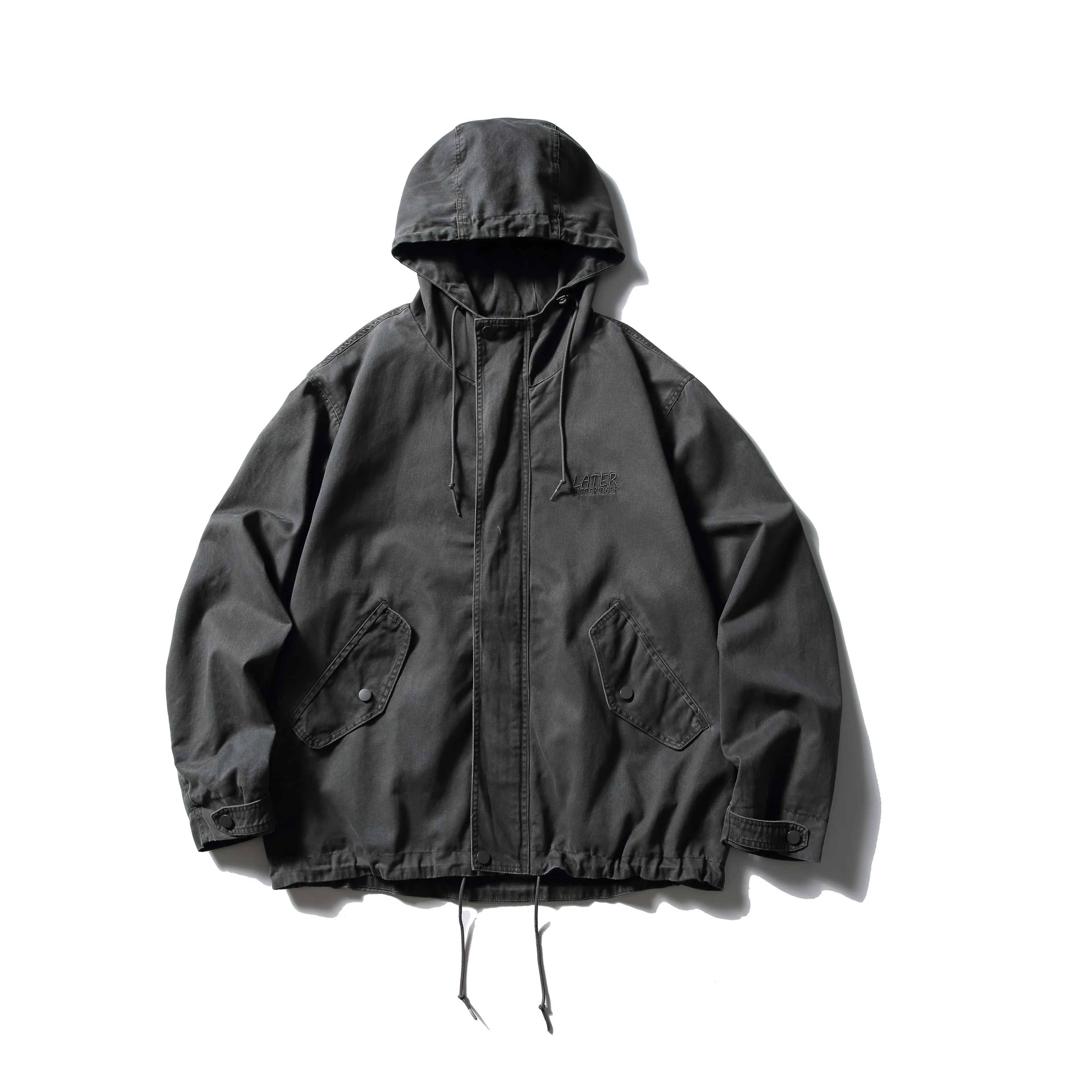 【dme】 纯色连帽日系复古潮牌宽松休闲水洗纯棉长袖夹克外套 男女同款