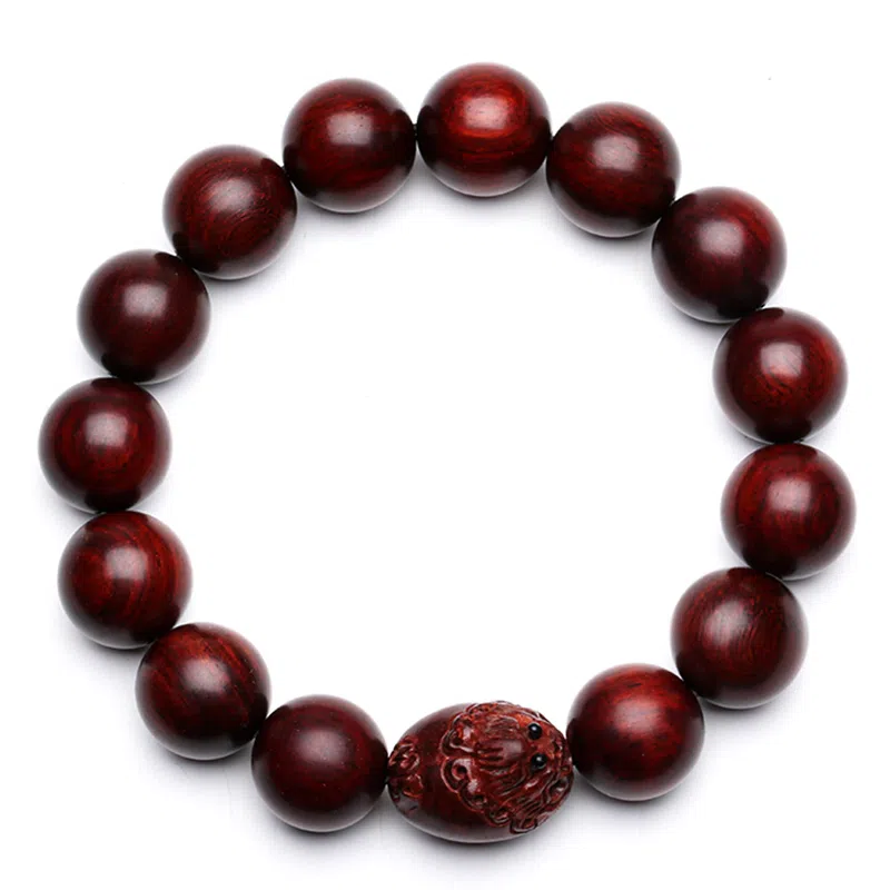 木盛缘 【财源滚滚发财貔貅】新中式国潮复古风时尚高级精美礼盒好运单圈文玩佛珠 紫檀属 手串 男女同款情侣款
