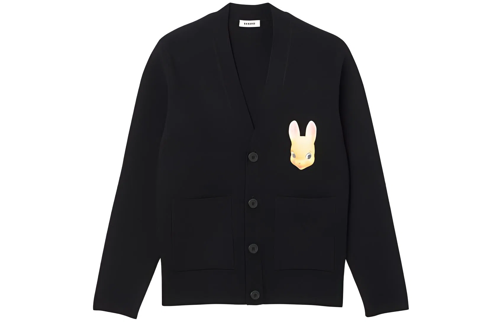 Sandro Capsule V-Neck Rabbit Knit Sweater Black