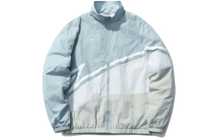 LiNing Sports Fashion Series Colorblock Logo Jacket Blue Grey
