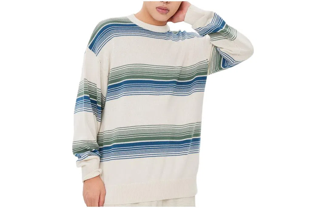 美特斯邦威 圆领渐变条纹毛衣 男款