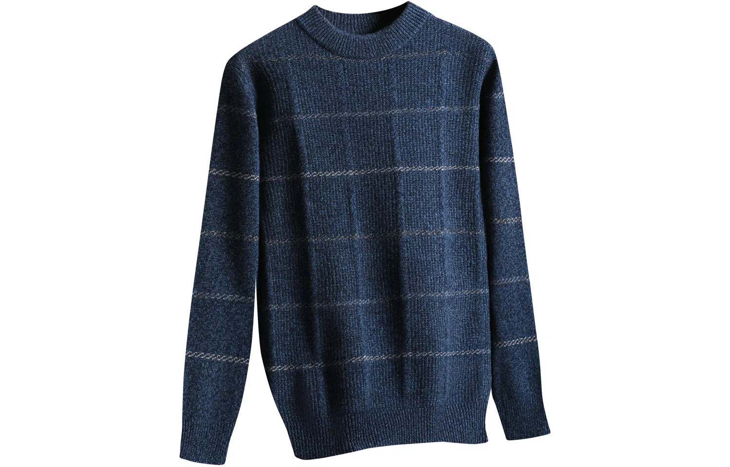 恒源祥 撞色条纹半高领套头针织毛衣 男款