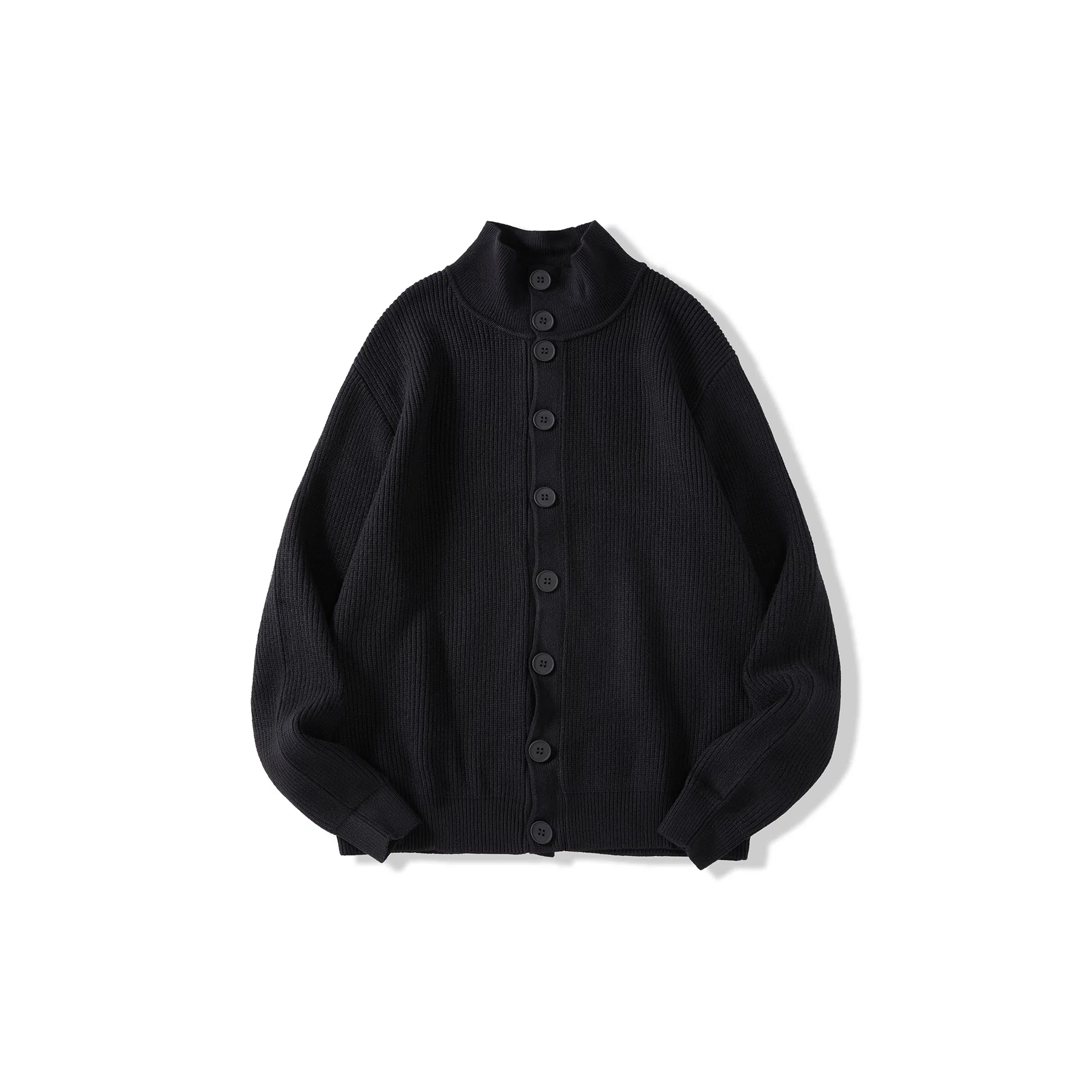 我是大卫 单排扣翻领简约基础韩版纯色百搭针织衫 男女同款