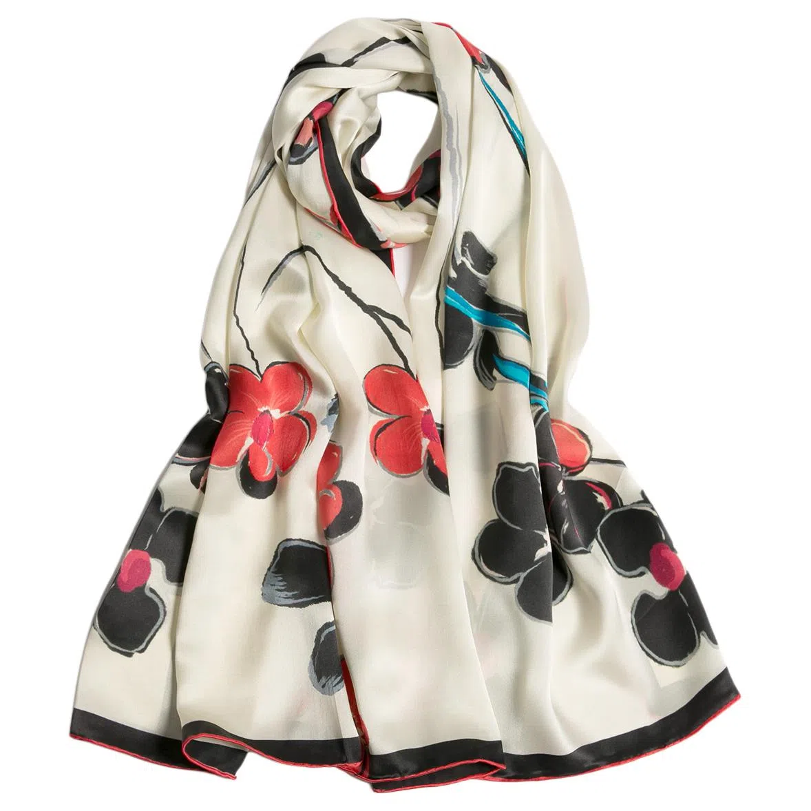 红豆 时尚轻盈柔软 经典设计 简约大方 桑蚕丝 丝巾 女款