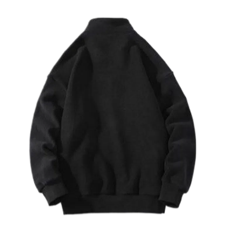 玉儿恋 加绒加厚半高领日系纯色宽松百搭卫衣 男款 黑色