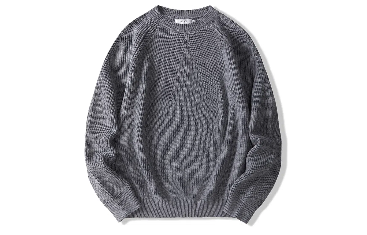 我是大卫 纹理复古打底慵懒感长袖针织衫 男女同款