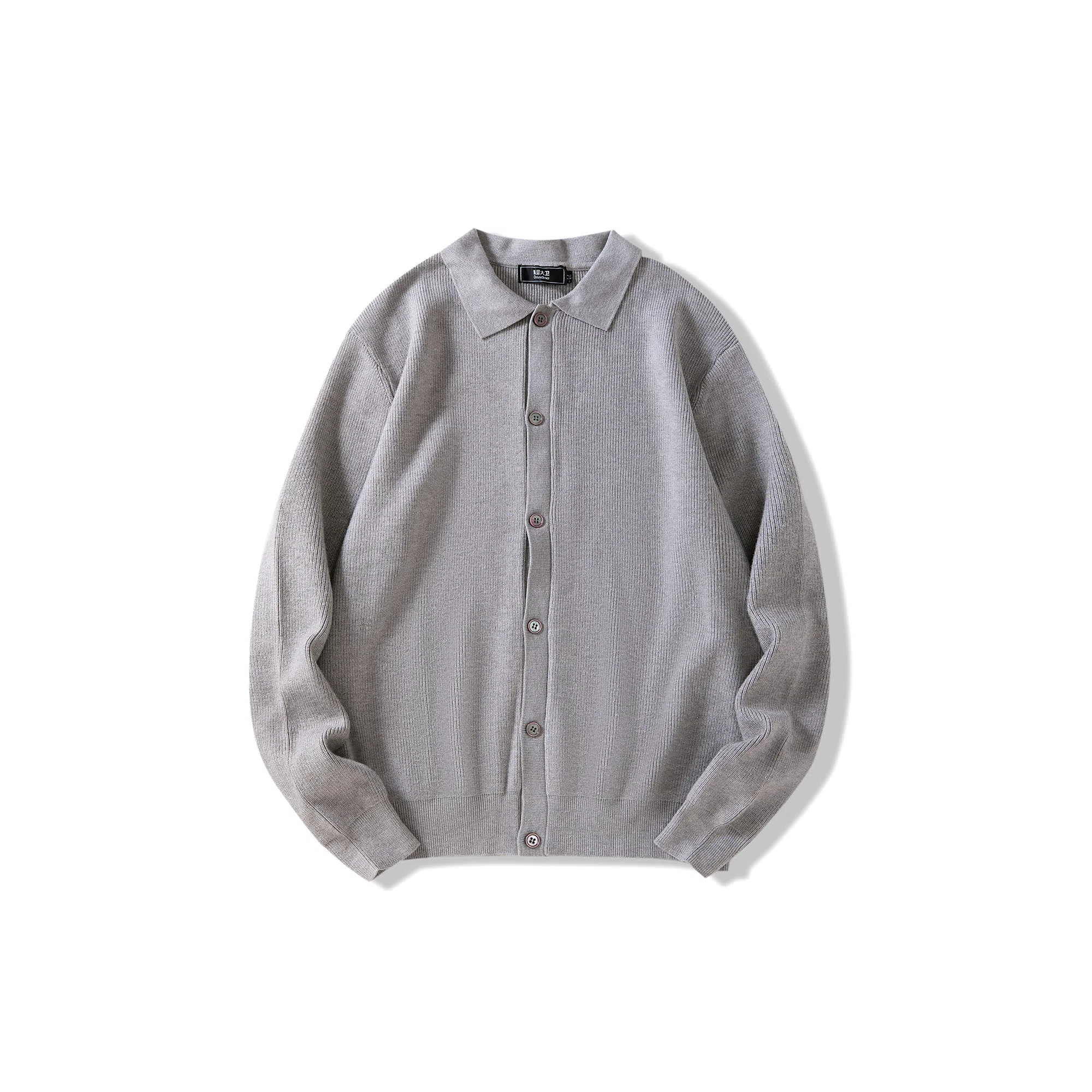 我是大卫 韩版单排扣慵懒风个性开衫纯色针织衫 男女同款