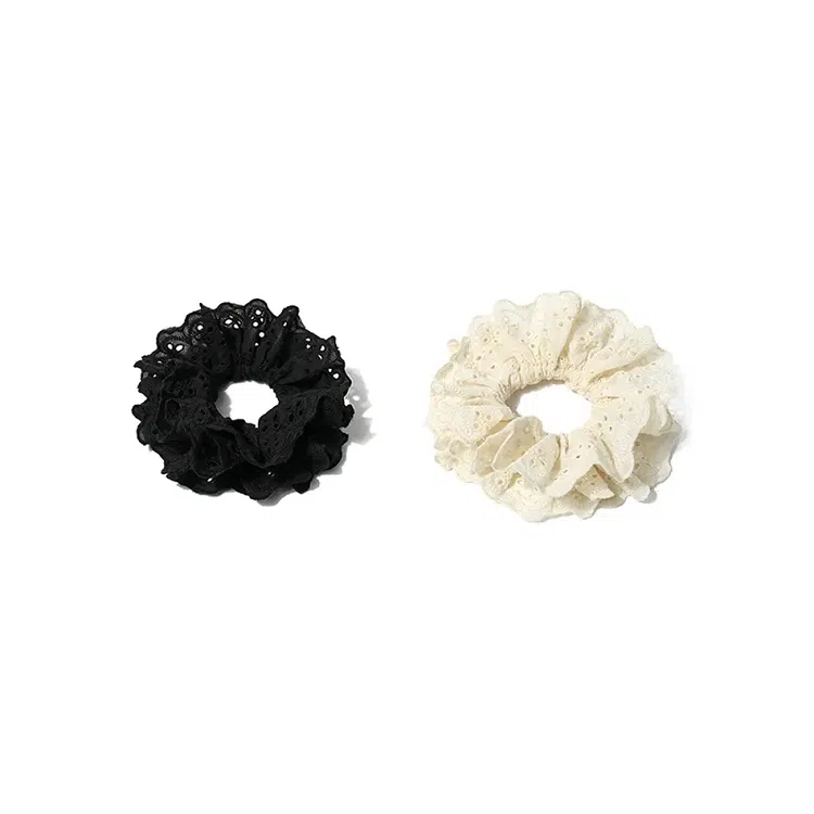 色菲尔 大肠法式复古大肠高级感温柔慵懒白色黑色镂空头花韩系 蕾丝/布艺 发圈/头绳 女款