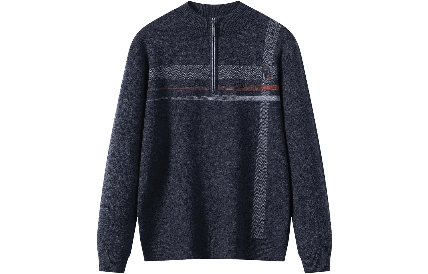 恒源祥 条纹半高领套头毛衣 男款