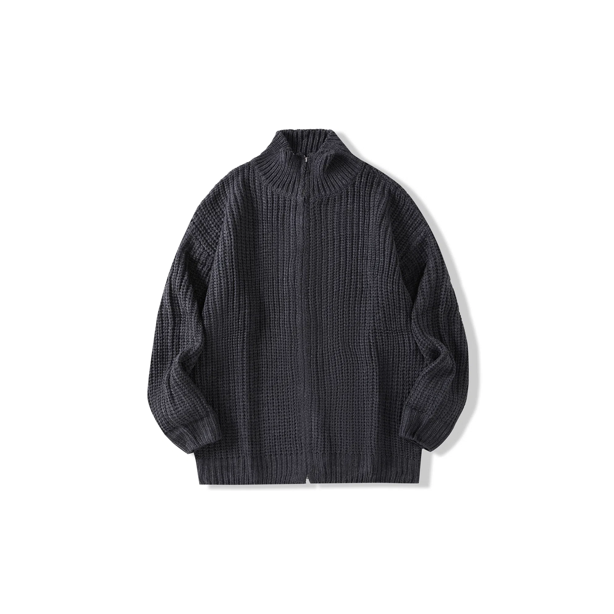 我是大卫 简约纯色慵懒风宽松拉链开衫外套百搭针织衫 男女同款