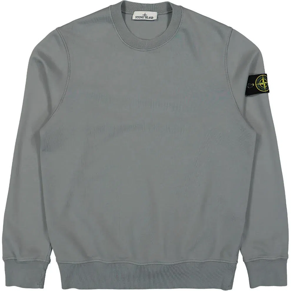 Stone Island Logo Patch Crewneck Sweatshirt Grey Green