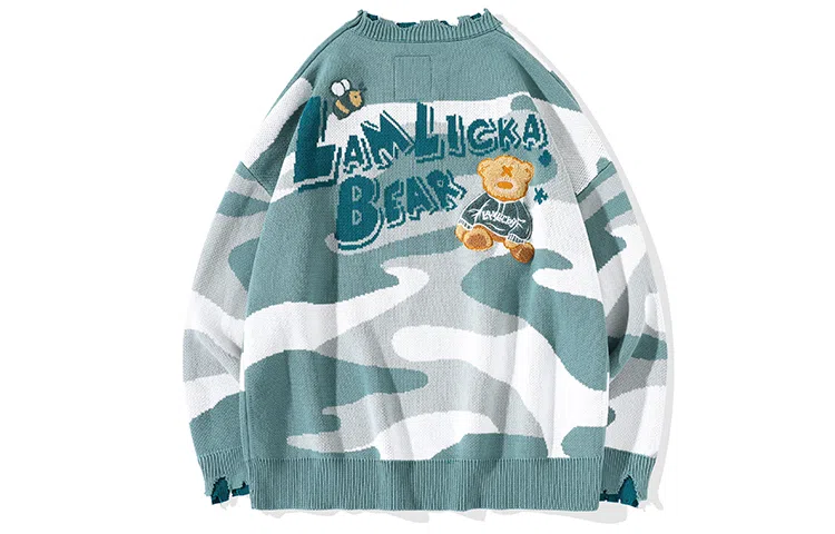 LAMLICKA Camo Bear Knit Pullover